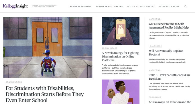 Kellogg Insight website layout.