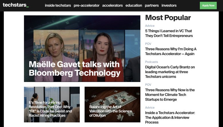 Techstars – The Line website layout.