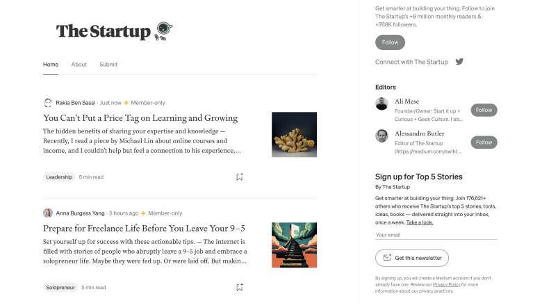 The Startup website