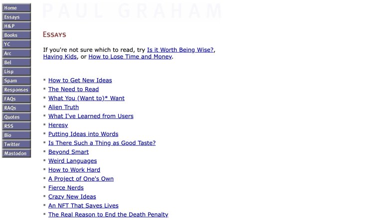 Paul Graham's Essays website